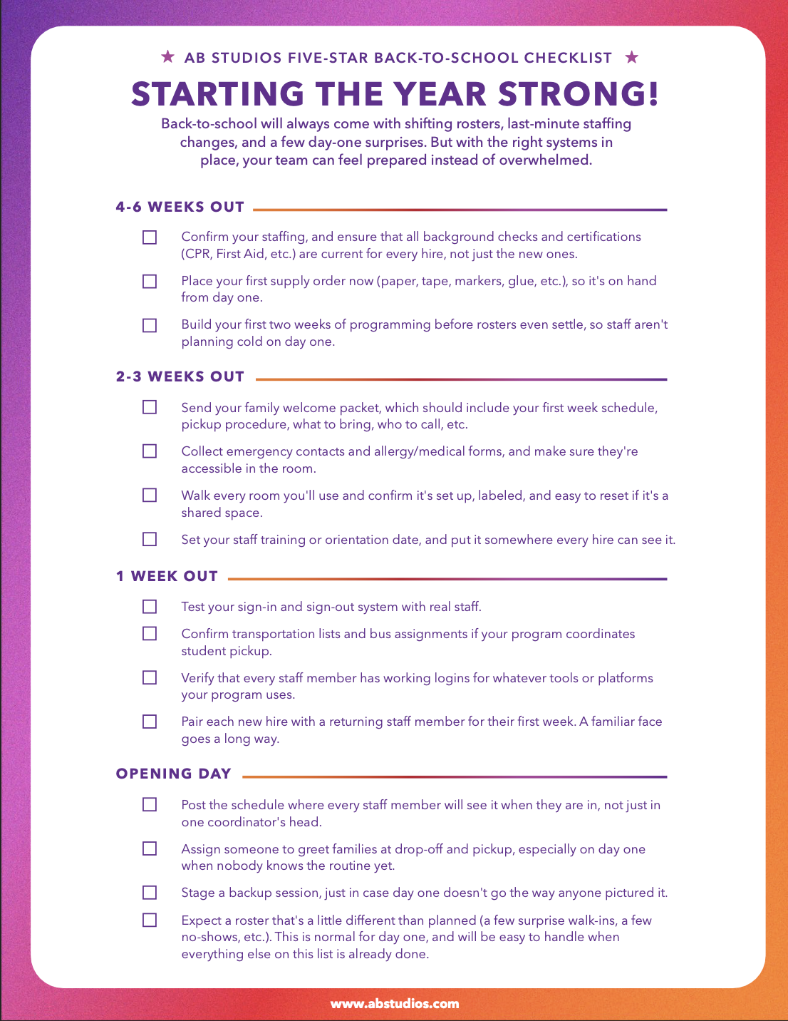 The Back-to-School Checklist for Afterschool Programs